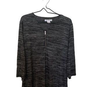 Say What? Marbled Black Long Sleeve Dress Silver Zipper Plus Size Curvy Woman’s